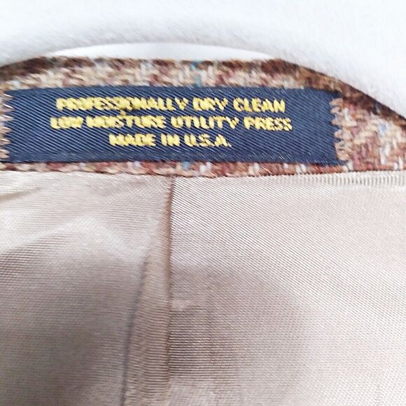 VTG Evan Picone Pure Wool Brown Signature Herringbone Tweed Blazer Sportscoat 40 - Picture 14 of 14